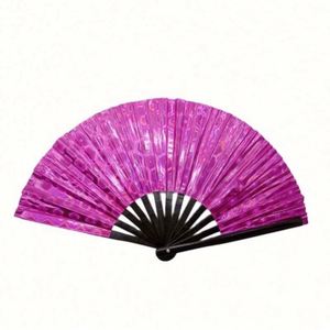 พัดพับพีวีซีหลากสีขนาด 13 นิ้ว พร้อมโครงไม้ไผ่ สำหรับงานเทศกาลดนตรีและของตกแต่ง ผลิตภัณฑ์งานฝีมือไม้ไผ่ - Product Image 2