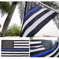 Drapeau de la ligne bleue fine 3x5 pieds, étoiles brodées, rayures cousues, noir, blanc, bleu, drapeau américain pour maison