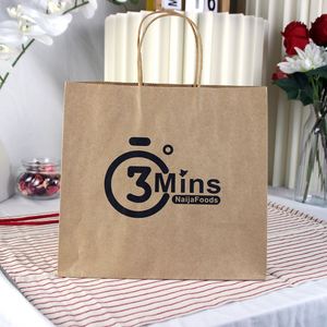ถุงกระดาษคราฟท์สำหรับบรรจุภัณฑ์อาหารแบบนำกลับบ้าน พิมพ์โลโก้ร้านอาหาร ร้านกาแฟ ร้านเบเกอรี่ สำหรับส่งอาหาร  รีไซเคิลได้ - Product Image 2