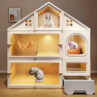 Meilleure Vente En Stock Villa de Luxe pour Chat avec Bac à Litière Intégré Motif Animal Tout-en-un Utilisation Intérieure pour Chats Mignons