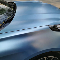 Film de protection de voiture en vinyle PET TPU Cast CPU auto-réparant, effet perle métallique satiné bleu brume, 1,52x16M/5x55FT, autocollant pour voiture