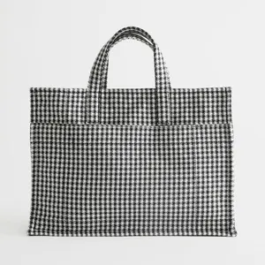 New Arrival portable Houndstooth style Good capacity Textile Tote Bag Shopping Bag Accept Customized size