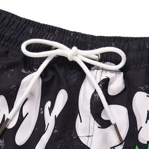남성 탄성 허리띠 비치 반바지 100% 폴리에스터 힙합 스타일 남성용 수영 반바지 트렁크 지원 사용자 정의 로고 - Product Image 3