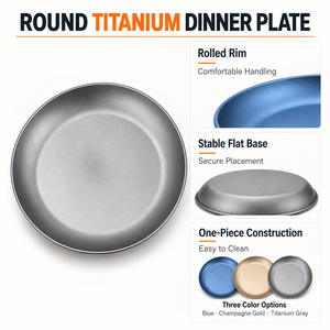 Plato Redondo de Titanio Puro de Grado Médico, Apto para el Contacto con Alimentos, Tazón Profundo Apilable para Picnic y Actividades al Aire Libre - Product Image 3