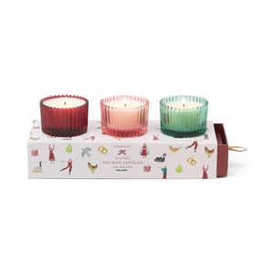 Paddywax Soy Wax <b>Candles</b> <b>Set</b> Of Three 2 Oz Each In Fluted Glass With Holiday Scents - Product Image 1