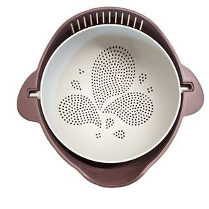 Panier à fruits de cuisine 2 en 1 Bol de rangement pour légumes Panier à égouttoir double couche en plastique - Product Image 2