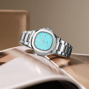 Reloj de Pulsera Gohuos 8803 para Hombre, Diseño Cuadrado Azul, Correa de Acero Inoxidable, Fecha Automática, Cuarzo, Reloj de Negocios - Product Image 3