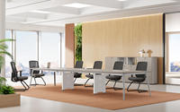 Table de conférence rectangulaire moderne pour 10 personnes, plateau en MDF avec revêtement en poudre écologique, pieds en acier laminé à froid, résistante à l'eau et aux rayures