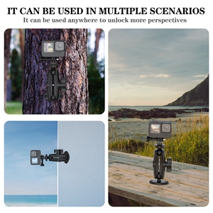 Support de tête sphérique 360° universel pour caméra d'action, caméra de surveillance, moniteur extérieur, pour arbre, bois, mur, stable, polyvalent, réglable 1/4 - Product Image 6