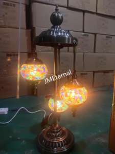 Moroccan DIY Turkish Table Lamp Kit Bohemian Mosaic Handmade Lamp <strong>Glass</strong> <strong>Shade</strong> Vintage Turkish Lamp - Product Image 3