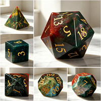 7pcs Set Dadu Batu Akik India Batu Alam Polihedral DND RPG Set Dadu Permainan Meja Buatan Tangan Set Dadu D&D Grosir