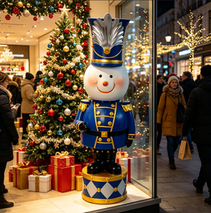 <span class=keywords><strong>Casse</strong></span>-<span class=keywords><strong>noisette</strong></span> bonhomme de neige écologique de Noël - Ornement en résine <span class=keywords><strong>bleu</strong></span> roi et or, figurine festive pour décoration intérieure - Product Image 2