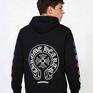 Nuova <span class=keywords><strong>Felpa</strong></span> con <span class=keywords><strong>Cappuccio</strong></span> e Zip di Alta Qualità con Stampa <span class=keywords><strong>Vintage</strong></span> Chrome Heart Horseshoe Cross, Vendita all'Ingrosso - Product Image 2