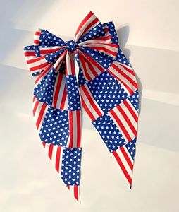 Día DE LA Independencia Bandera de EE. UU. Estampado de lazo Cinta para el cabello Scrunchies Lazo Accesorio para el cabello Flutter Ribbon Bow Pinza para el cabello para decoración de fiestas - Product Image 2