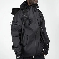 Cyber Black Techwear Jacket Streetwear Anime japonés Cyberpunk Coat Calidad superior Tallas grandes Tech Jacket/Cyberpunk Techwear ropa