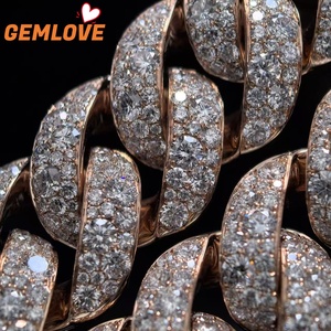 GEMLOVE Men's Rose Gold 14K Solid Gold Diamond <b>Statement</b> <b>Necklace</b> Round Brilliant Cut Channel Setting Luxury Jewelry - Product Image 4