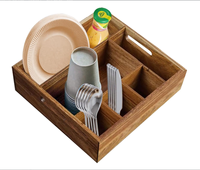 Boîtes de rangement en bois, porte-serviettes et assiettes en papier, porte-couverts en bois Boîtes décoratives en bois avec séparateurs