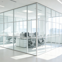 Cloison de bureau acoustique en verre trempé double, cloisons de bureau personnalisables pour postes de travail