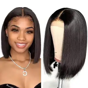 Wholesale Cheap bob Mechanism Natural look no lace wigs no glue-on high temperature fibers into wigs for women straight hair