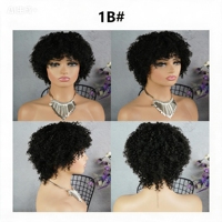 Perruques bouclées sans lacets 100% cheveux humains, style africain, fabriquées à la machine, plusieurs couleurs en stock, vente chaude pour femmes noires, cheveux Remy, perruque Pixie