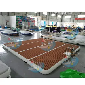 4mx4mx20cm Teak Inflatable pontoon Water Island boat raft/inflatable yacht Dock platform for sun bathing