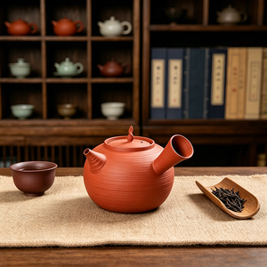 Teiera in Ceramica Kyusu da 550ml con Manico Laterale, Realizzata a Mano in Argilla Bianca o Rossa, per Servizio Tè Sfuso <span class=keywords><strong>e</strong></span> Collezioni per Sale da Tè - Product Image 4