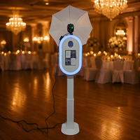 Kiosque photo iPad réglable en hauteur avec anneau lumineux LED et support de tablette en métal pour location de mariage