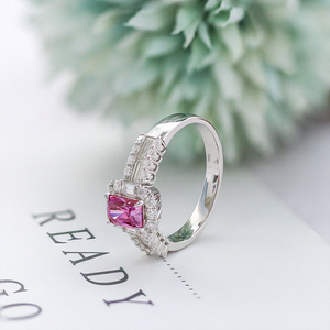 Paston takı özelleştirilmiş 5x7mm 1ct pembe radyant Moissanite yüzük 925 gümüş yüksek kalite Moissanite takı - Product Image 4