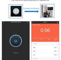 Aplicación de enchufe de Panel de vidrio templado Control remoto por voz Interruptor de enchufe de pared inteligente de la UE Funciona con la aplicación Tuya Smart Life