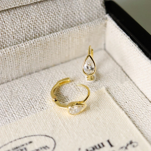 อาซูโอ 18K ทองคำแท้สีเหลือง Au750 เพชรธรรมชาติแท้ 0.35 กะรัต 10 มม. รูปทรงลูกแพร์ ต่างหูแฟชั่นแบบห่วง ของขวัญสำหรับสุภาพสตรี สวมใส่ได้ทุกวัน - Product Image 3