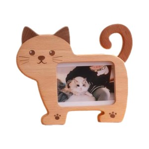 กรอบรูปแมวไม้ รูปทรงตามสั่ง ทำด้วยมือ สำหรับตั้งโต๊ะ แนวนอน - Product Image 5
