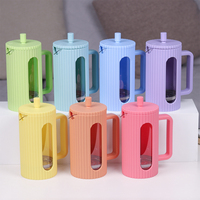 Cafetière à piston minimaliste noir mat, design côtelé, presse française professionnelle, cafetière à expresso, théière visible pour café, idéal comme cadeau