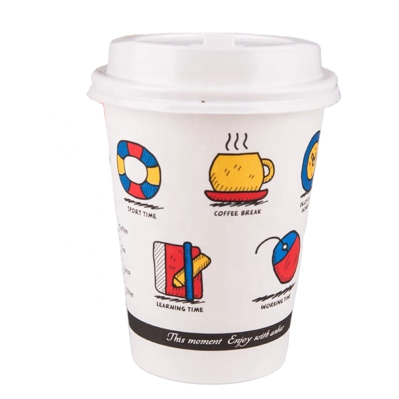 Wholesale customized eco-friendly paper coffee cups high quality disposable single and double corrugated wall coffee paper cups