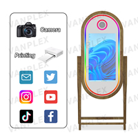 Luxury Wooden Magic Mirror Photo Booth Machine 32 Inch Touch Screen with Printer for Wedding Party Event Rental Business USA