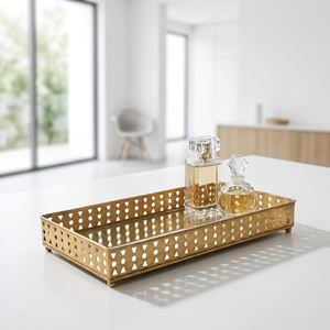 Manufacturers Brass Antique Metal and <b>Mirror</b> Decorative <b>Tray</b> Organizer for Perfume and Vanity - Product Image 1