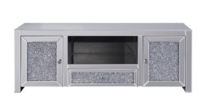 <b>Mirrored</b> & Faux Diamonds Modern Adjustable Storage TV Stand for Living Room Luxury Home Furniture - Product Image 3