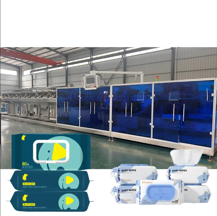 Full auto big package baby wet tissue manufacturing equipment wipes production line lingettes making packaging machine 12 lanes