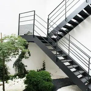 DB Streamline Outdoor Straight Stairs with Steel Structure Beam Plate Steel Tread Used in USA