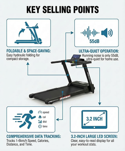 Treadmill Lipat Terbaik Konfigurasi Standar 2026 Mesin Lari Bermotor Pintar Desain Lipat Ultra-Senyap untuk Kardio di Rumah - Product Image 4