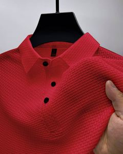 T-Shirt a maniche corte in Mesh di fascia alta in seta di ghiaccio da uomo con colletto estivo tinta unita <span class=keywords><strong>nuova</strong></span> <span class=keywords><strong>Polo</strong></span> scorrevole - Product Image 5