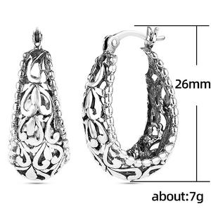 Orecchini in oro bianco E443 Design vintage a cerchio, gioielli di moda da donna in lega placcata - Product Image 6