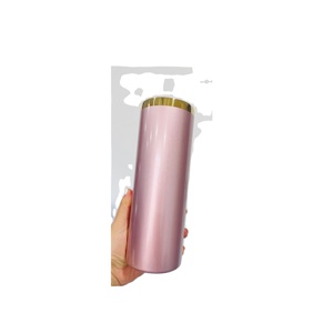 Vaso Tumbler Delgado y Recto de 20oz y 30oz, Color Rosa Brillante, con Base Dorada Espejada, para Sublimación y Grabado Láser, Disponible en Almacén de EE. UU. - Product Image 3