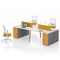 Bureau en L moderne personnalisé, table d'ordinateur, poste de travail de bureau, 4 personnes, bureau modulaire en bois