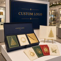 Tarjetas de Navidad Personalizadas en Caja con Sobres, Caja de Tarjetas Navideñas con Estampado en Relieve, Tarjetas de Navidad Corporativas OEM ODM al por Mayor