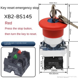 YHBS-XB2-ZS22ZK Push <b>Button</b> Emergency Stop Switch with Key 22mm Aperture IP65 10A Industrial Control - Product Image 4