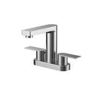 Robinet mélangeur de salle de bain à double poignée en acier inoxydable, finition nickel brossé, écologique, haute pression, économie d'eau