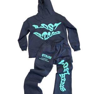 Custom Design Sweatshirt and Sweatpants <b>Set</b> High Quality Tracksuit Heavy <b>Weight</b> Flared Sweatpants and Hoodie <b>Sets</b> - Product Image 3