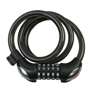 Cerradura de Seguridad Mecánica Negra Jinjian, con <span class=keywords><strong>Cable</strong></span> Ajustable y Soporte de Luz Disponible - Product Image 1