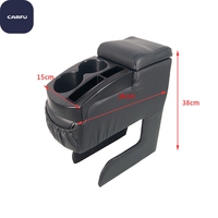 CARFU AC458 Boîte d'accoudoir universelle pour voiture sans perçage avec port de charge USB, porte-gobelets avant et arrière, vente en gros personnalisée, directement de l'usine