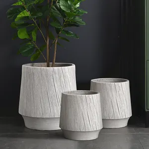 Vasos de plantas para jardim doméstico, vasos pequenos de 23 cm para plantas de interior e grandes vasos de fibra de argila para plantas ao ar livre